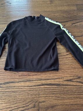 H&M Black Crop Top with Neon Yellow Side Stripe